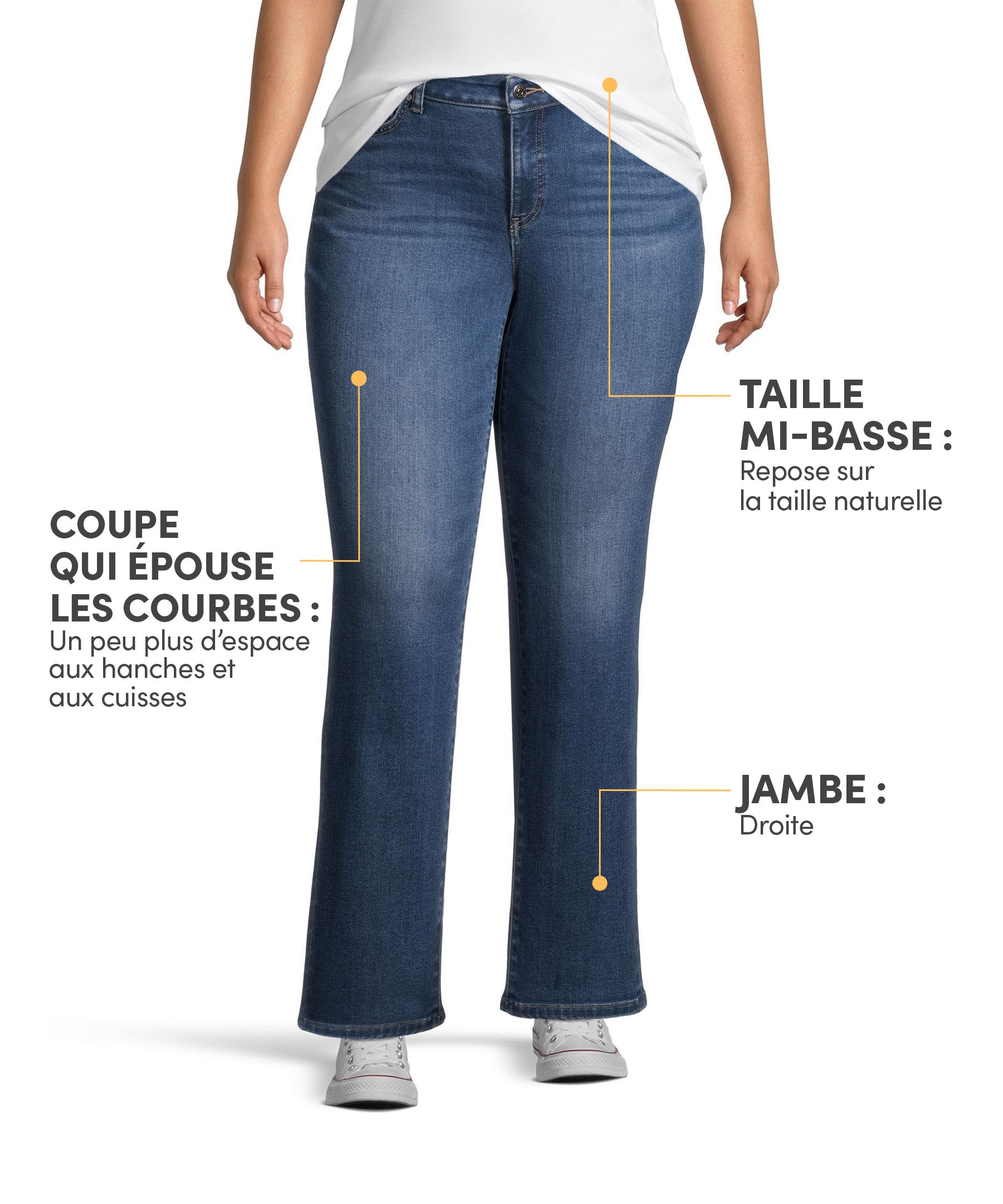 Jean Denver Hayes à jambe droite épousant les courbes pour femmes