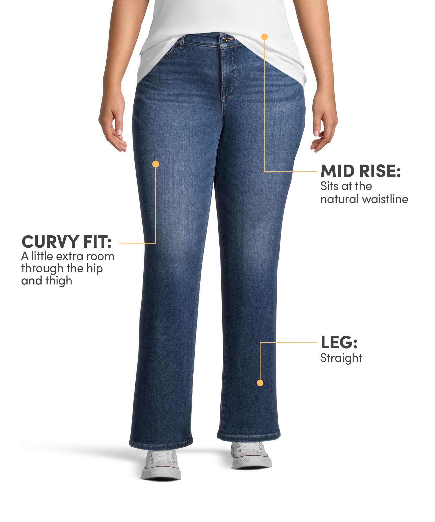 Denver Hayes Women's Curvy Fit Mid Rise Straight Jeans