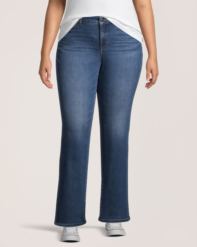 Denver Hayes Women's Curvy Fit Mid Rise Straight Jeans