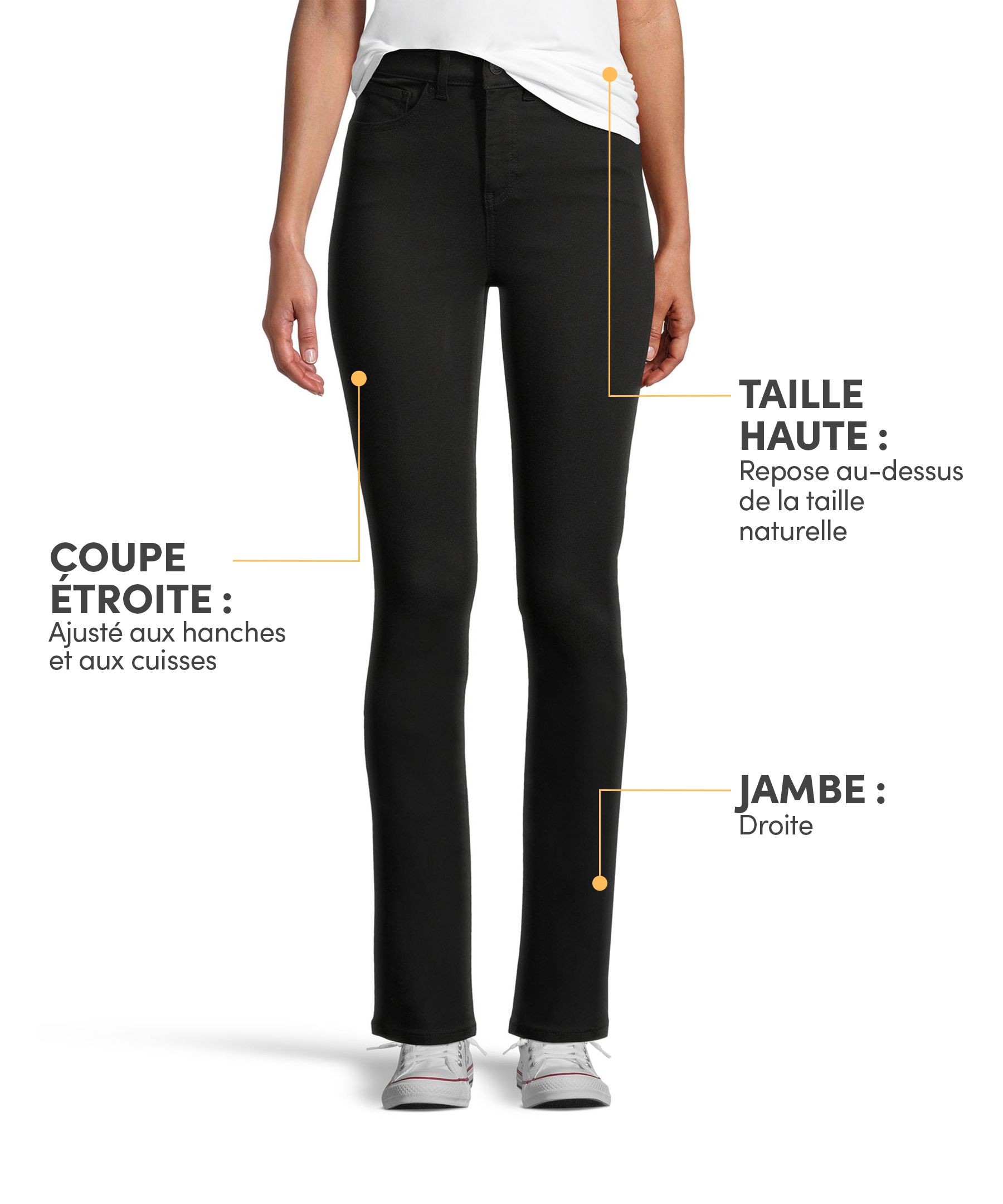 Jean Denver Hayes de coupe étroite à jambe droite et à taille haute pour femmes