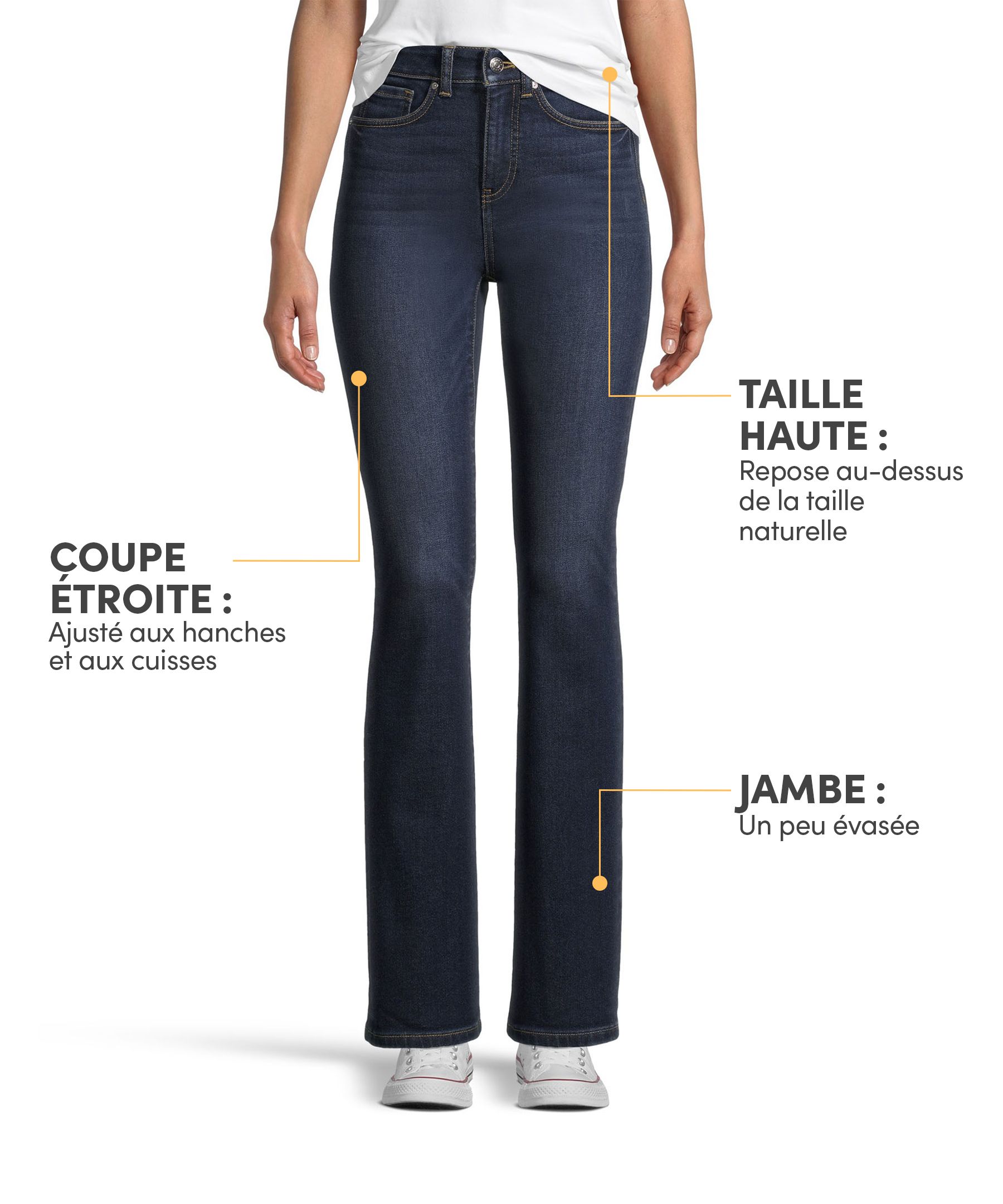 Jean semi-évasé Denver Hayes à taille haute pour femmes