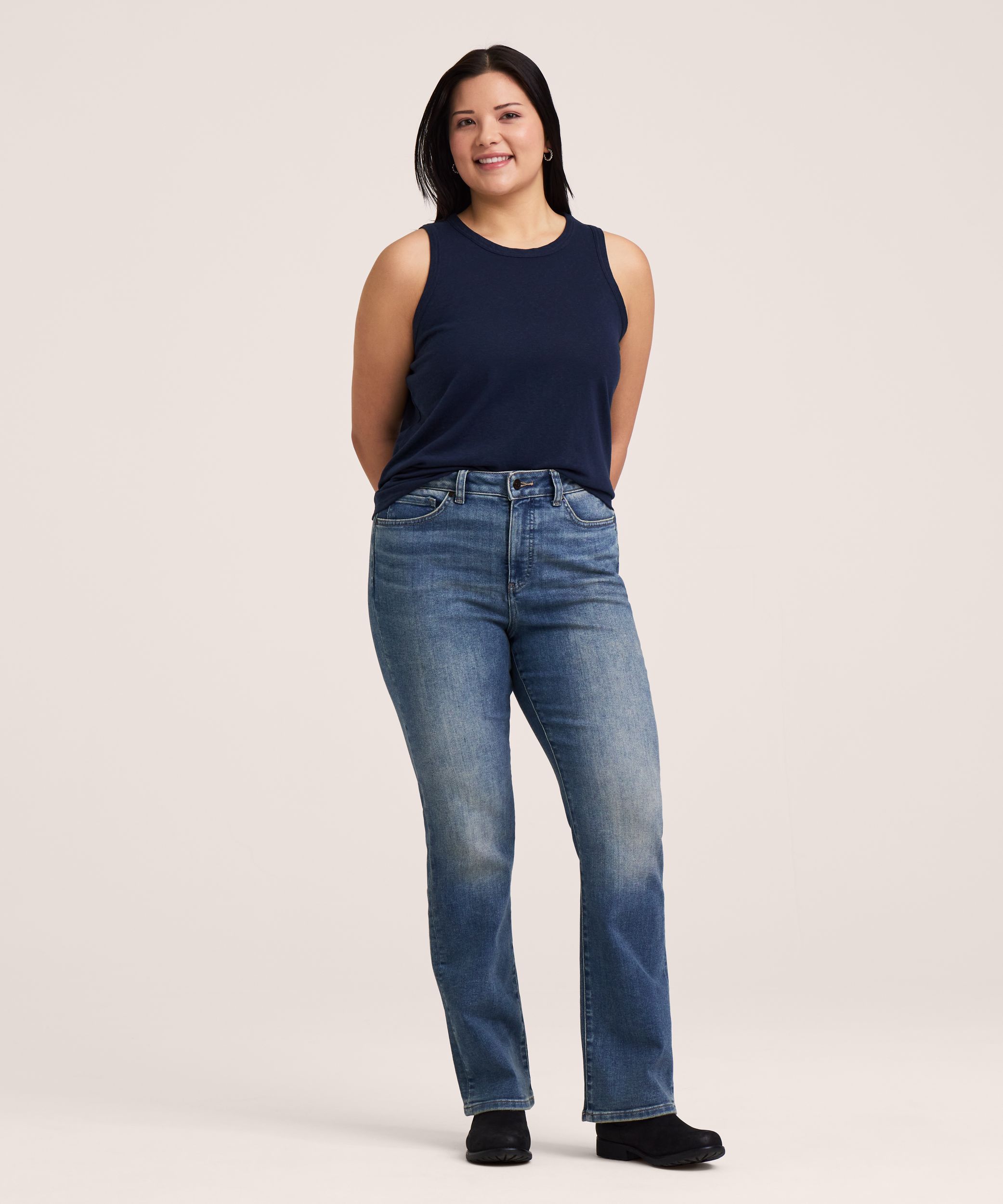 Jean étroit semi-évasé Denver Hayes à taille haute pour femmes