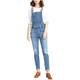 Salopette Silver à jambe étroite et fini usé pour femmes Front_Flat