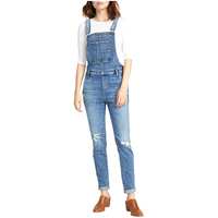 Salopette Silver à jambe étroite et fini usé pour femmes Front_Flat