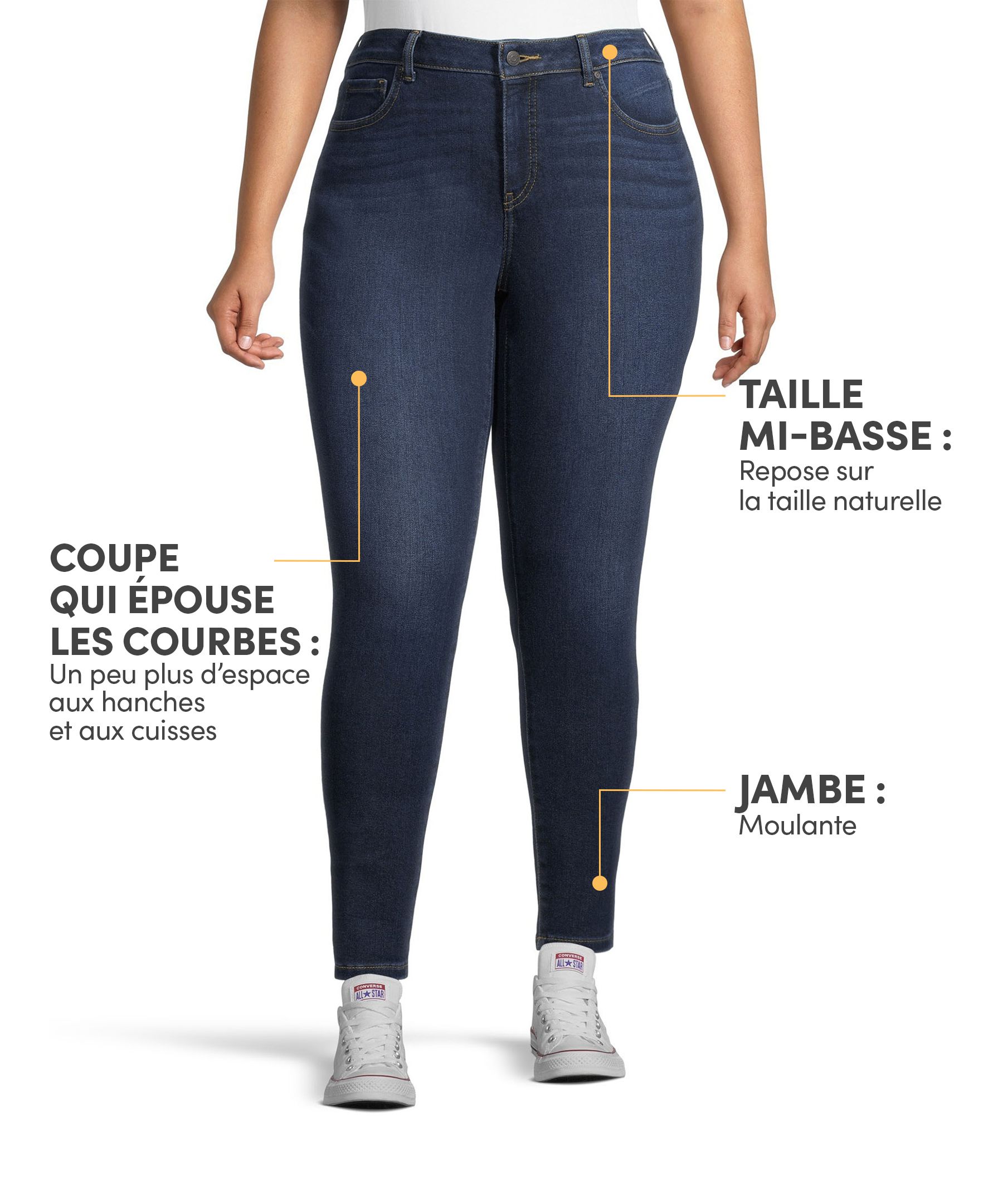 Jean moulant Denver Hayes épousant les courbes et à taille mi-basse pour femmes