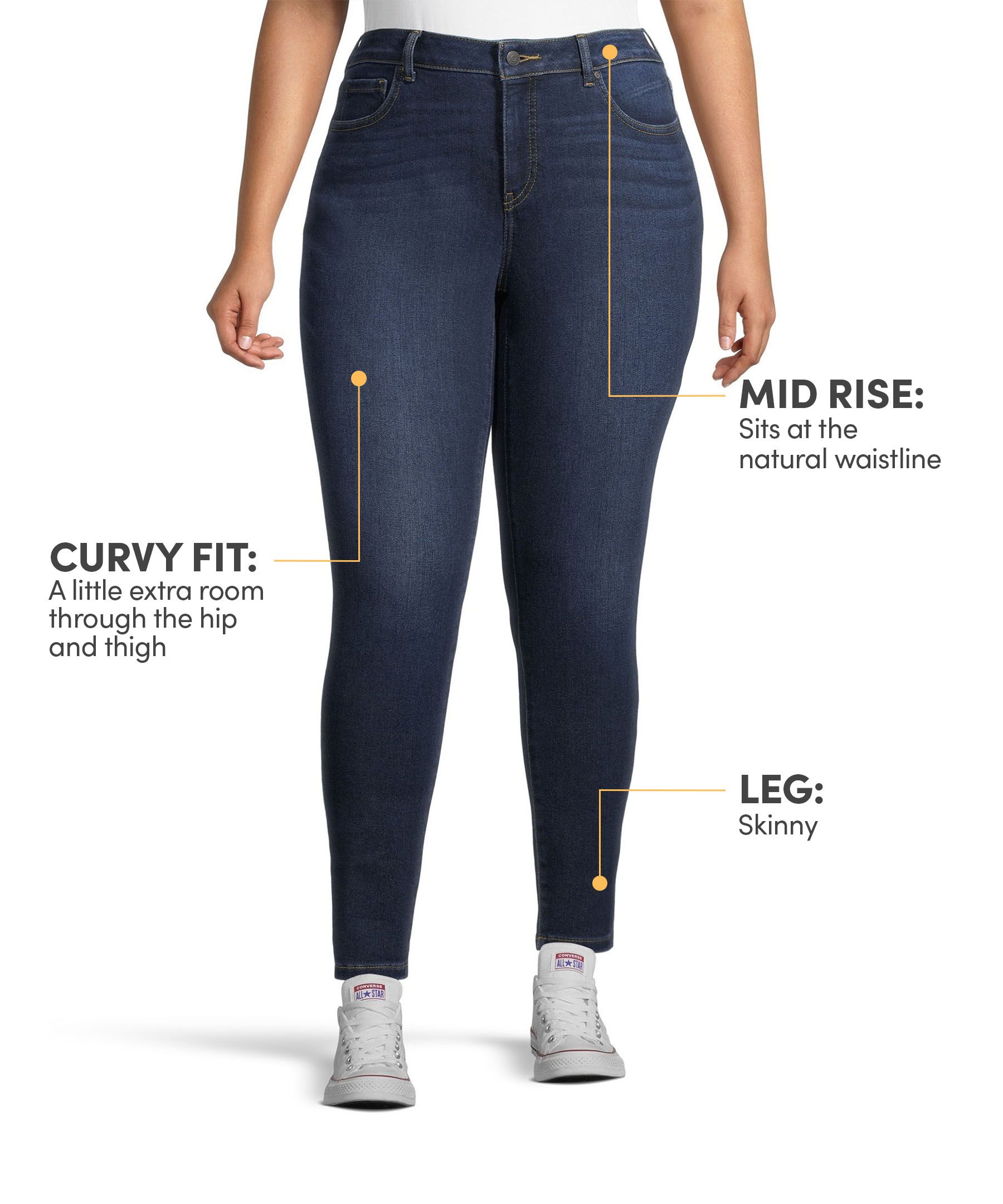 Denver Hayes Women's Curvy Fit Mid Rise Skinny Jeans