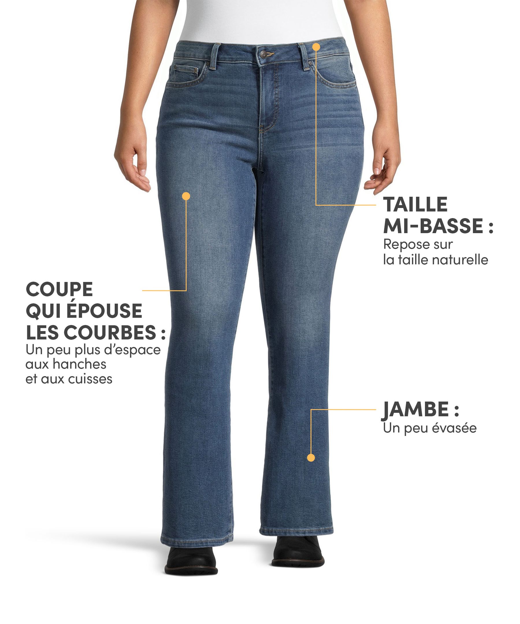 Jean semi-évasé Denver Hayes à taille mi-basse épousant les courbes pour femmes