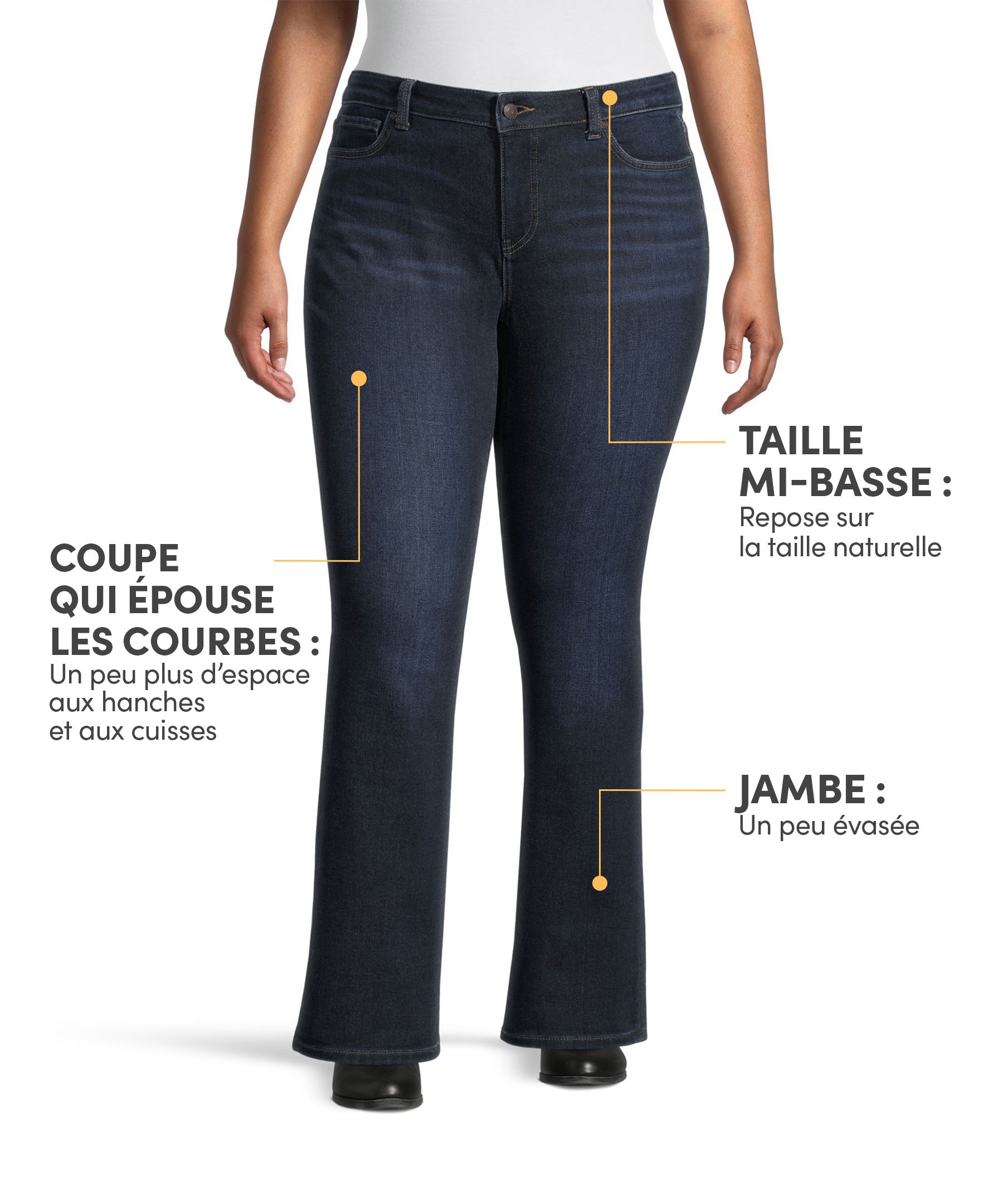Jean semi-évasé Denver Hayes à taille mi-basse épousant les courbes pour femmes