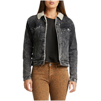 Silver Women's Selena Denim Sherpa Jacket Front_Flat