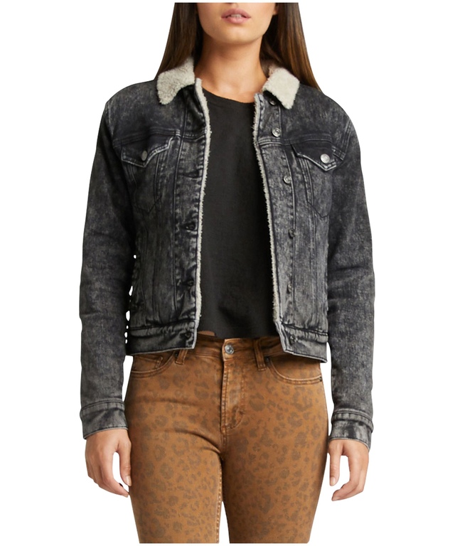 Silver Women's Selena Denim Sherpa Jacket