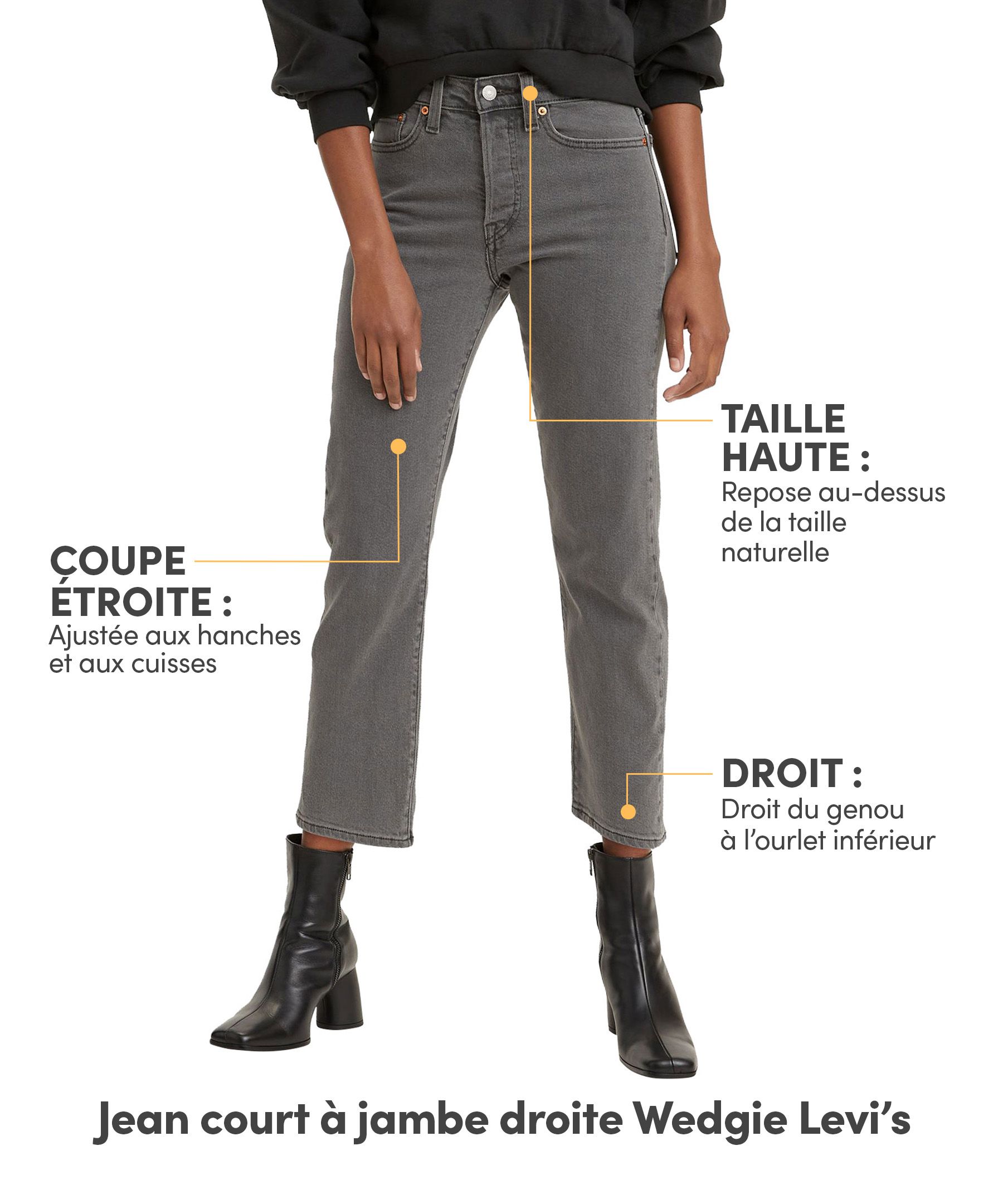 Levi's Jean court à jambe droite et à taille haute pour femmes, Wedgie, Cosmic Comet, noir
