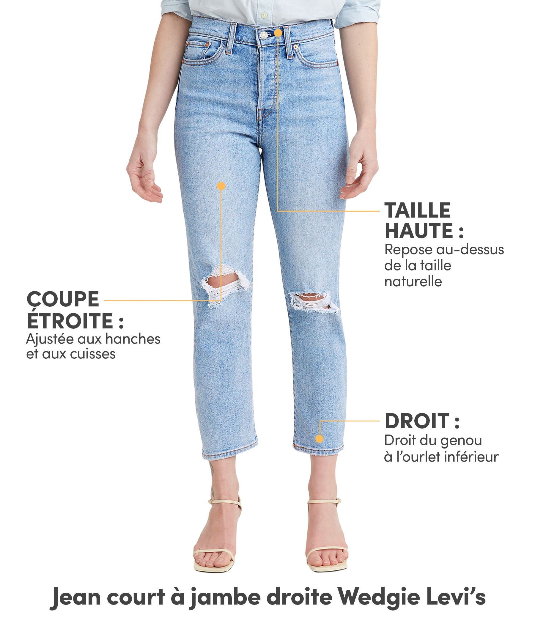 Jean court à jambe droite et taille haute pour femmes, Wedgie, Levi's