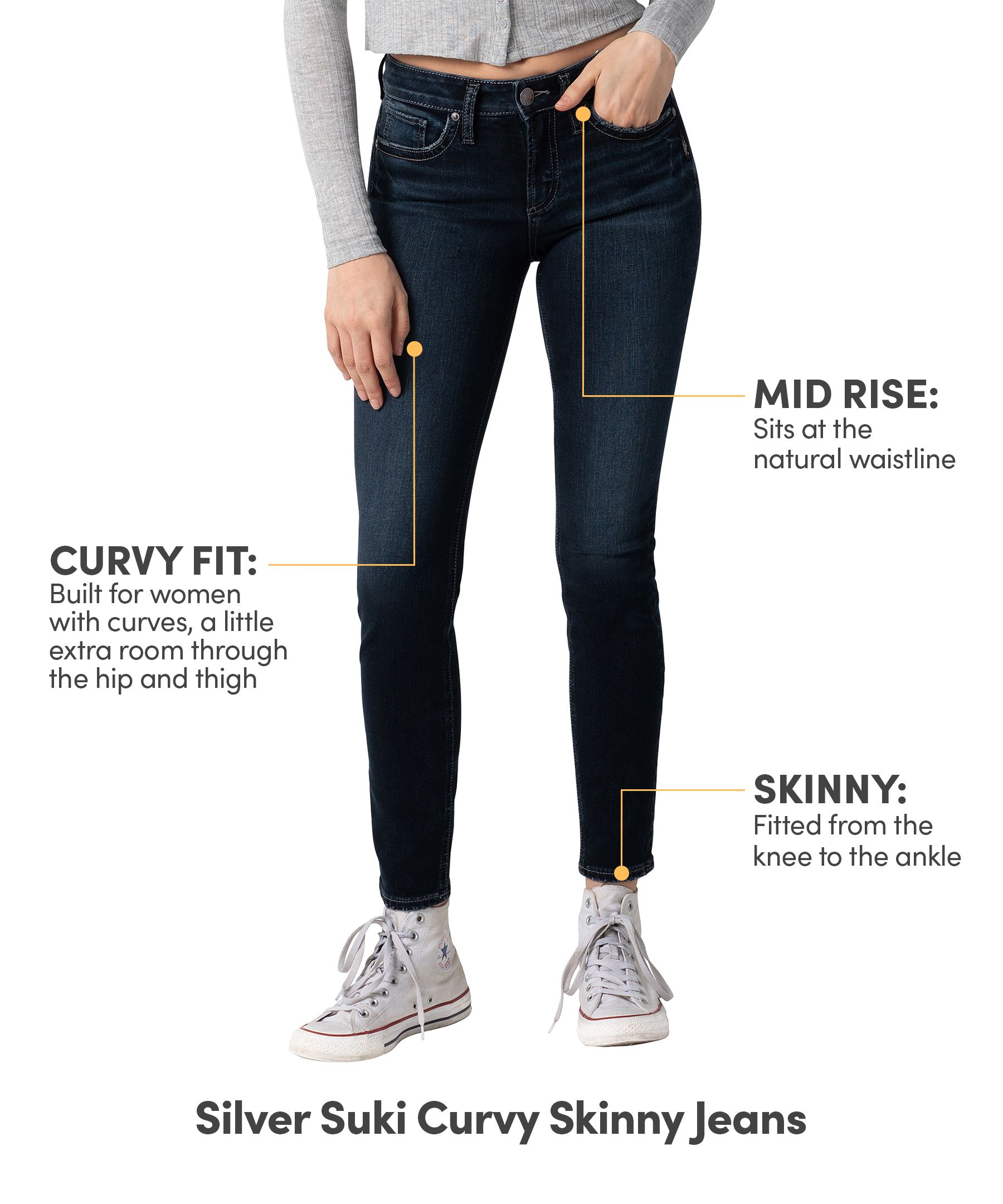 Silver Women's Suki Curvy Fit Mid Rise Skinny Jeans