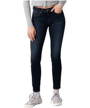 Jean moulant à taille mi-basse qui épouse les courbes pour femmes, Suki, Silver