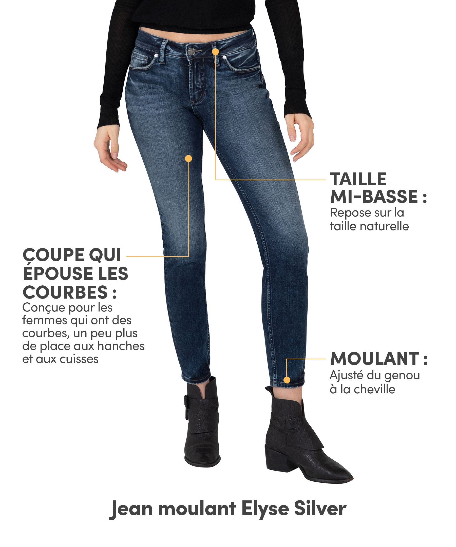 Jean moulant pour femmes, Elyse, Silver
