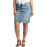 Silver Women's Frisco Super High Rise Vintage Fit Pencil Jean Skirt Plus Size Front_Flat