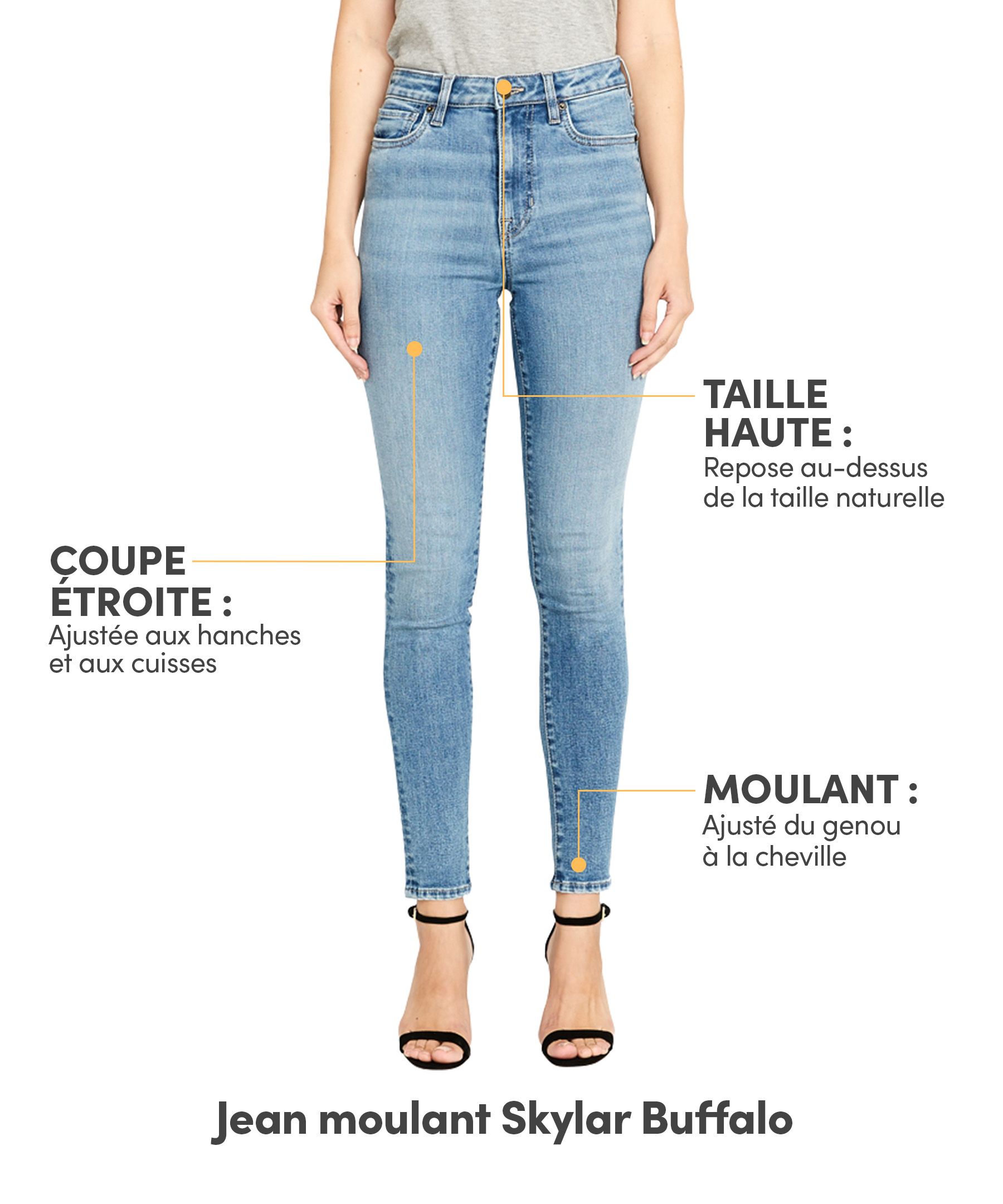 Jean moulant à taille haute pour femmes, Skylar, Buffalo