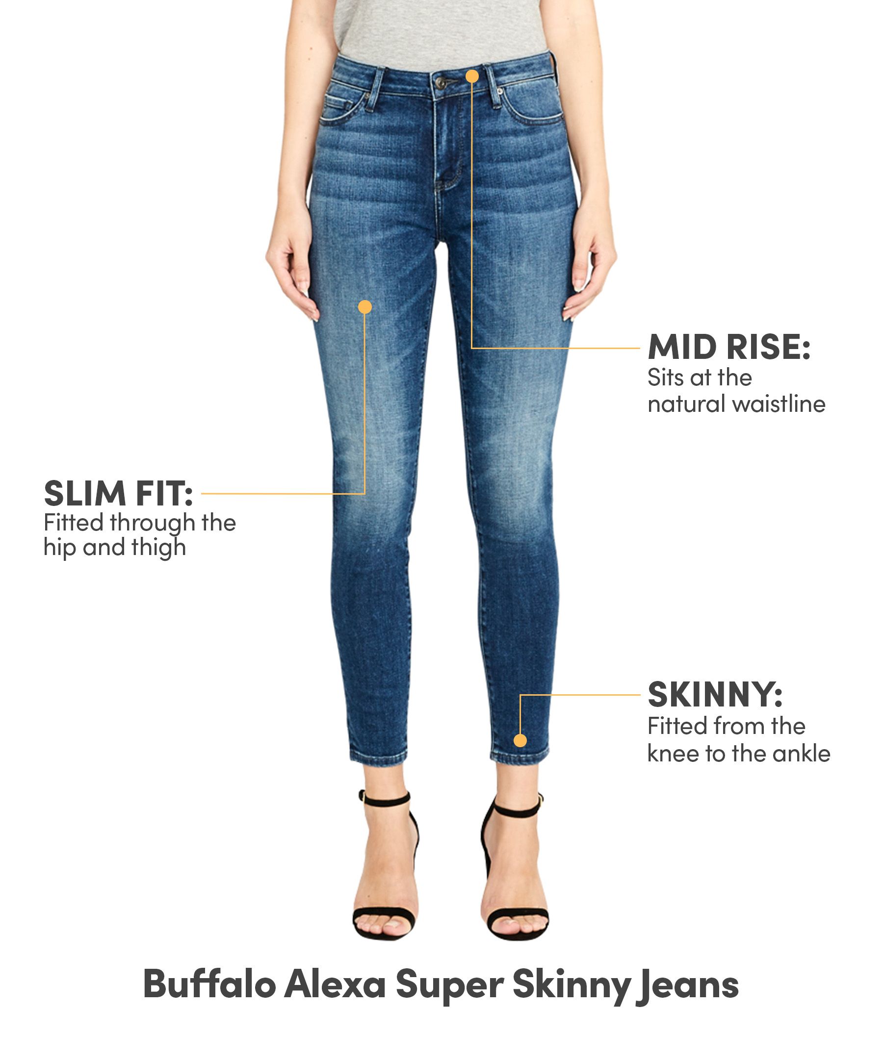 Buffalo Women's Alexa Mid Rise Super Skinny Jeans