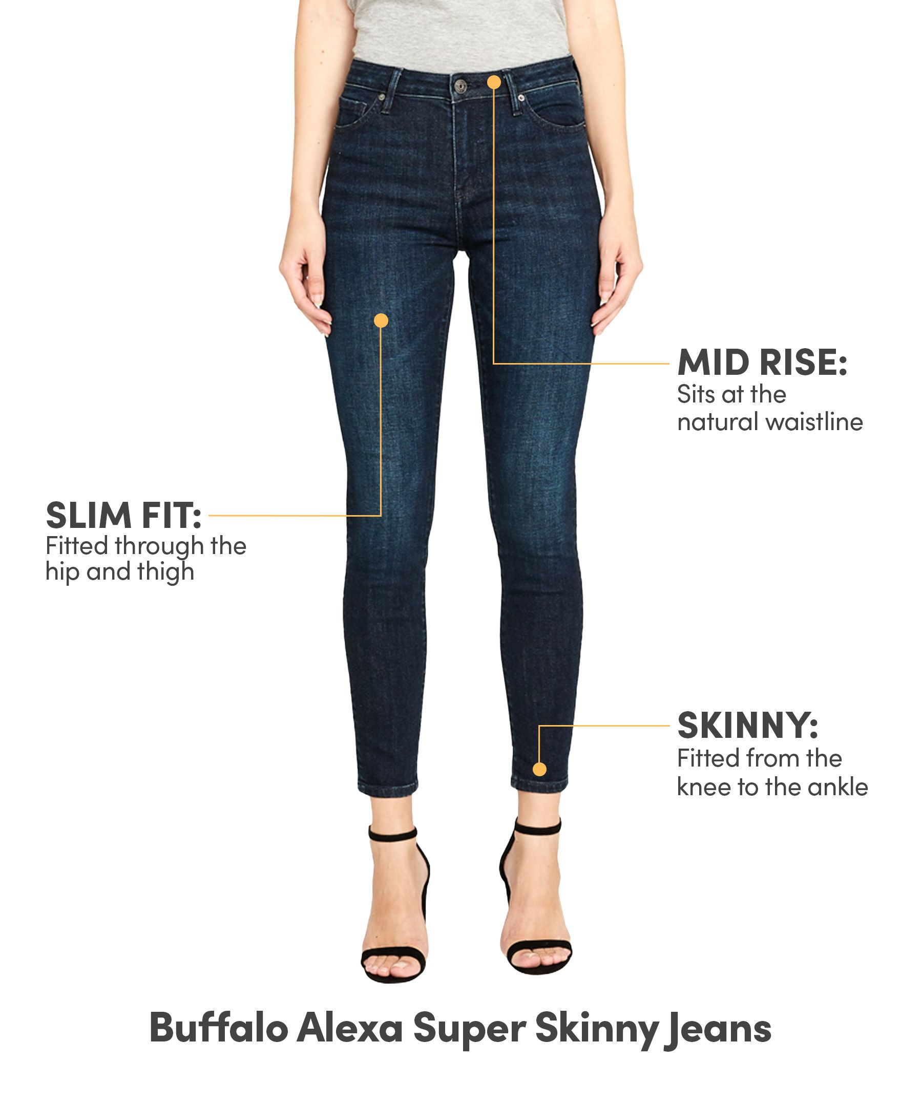 Buffalo Women's Alexa Mid Rise Super Skinny Jeans