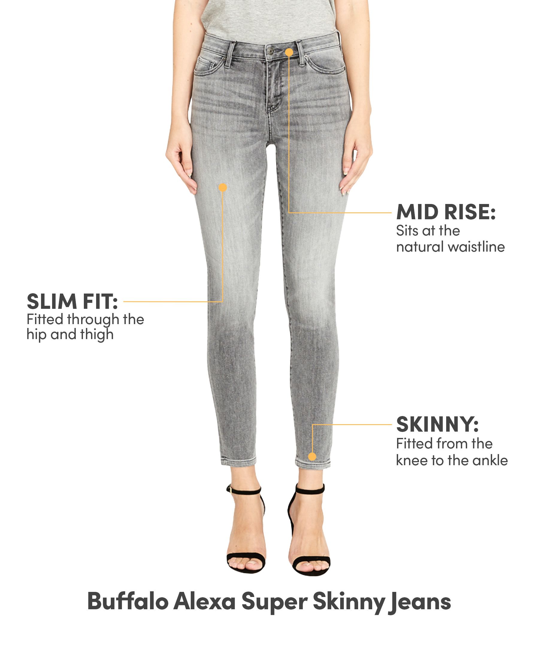 Buffalo Women's Alexa Mid Rise Super Skinny Jeans