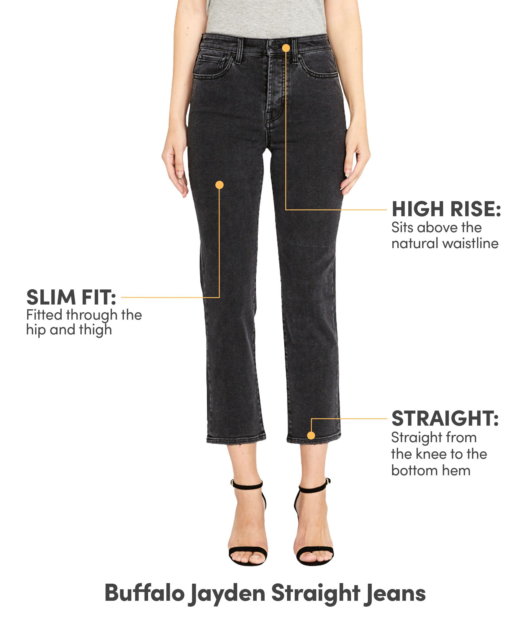 Buffalo Women's Jayden High Rise Straight Jeans - Black