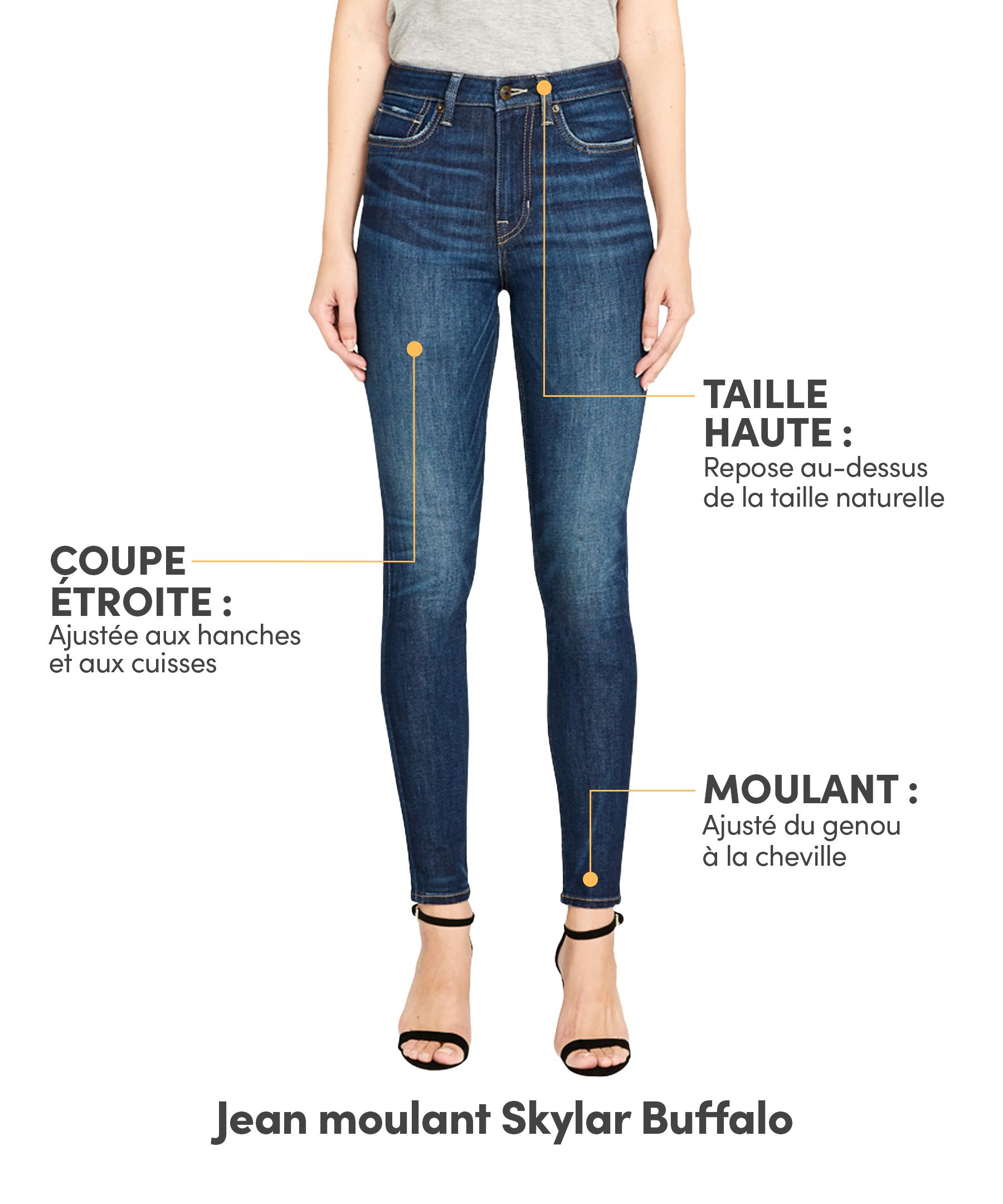 Jean moulant à taille haute pour femmes, Skylar, Buffalo