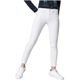 Jean à la cheville ultra moulant à taille mi-basse pour femmes, Adriana Tribeca, Mavi, blanc Front_Flat