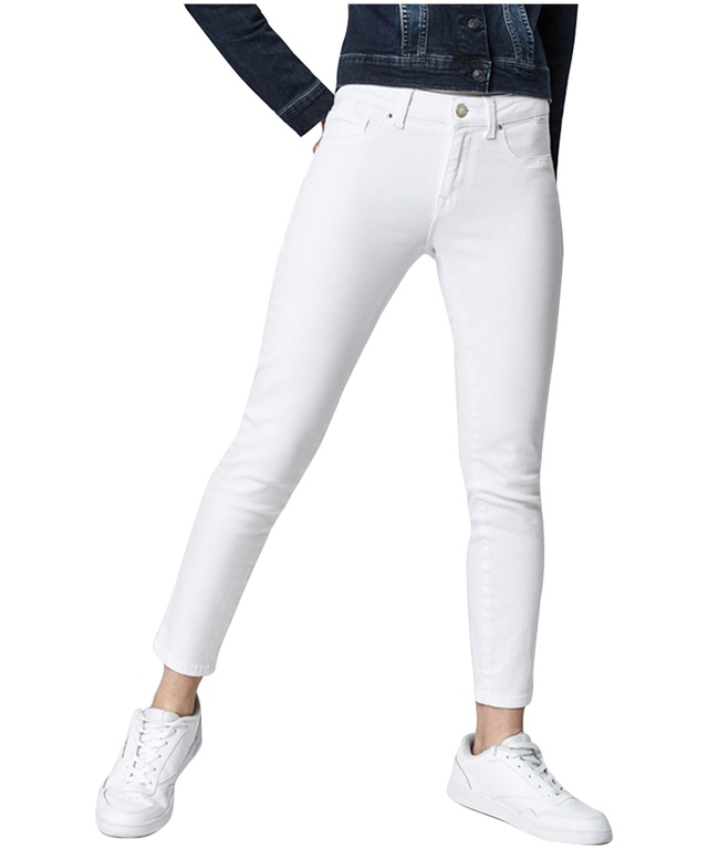 Jean à la cheville ultra moulant à taille mi-basse pour femmes, Adriana Tribeca, Mavi, blanc