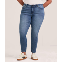 Jean moulant épousant les courbes à taille mi-basse et de longueur cheville pour femmes, Denver Hayes Front_Flat