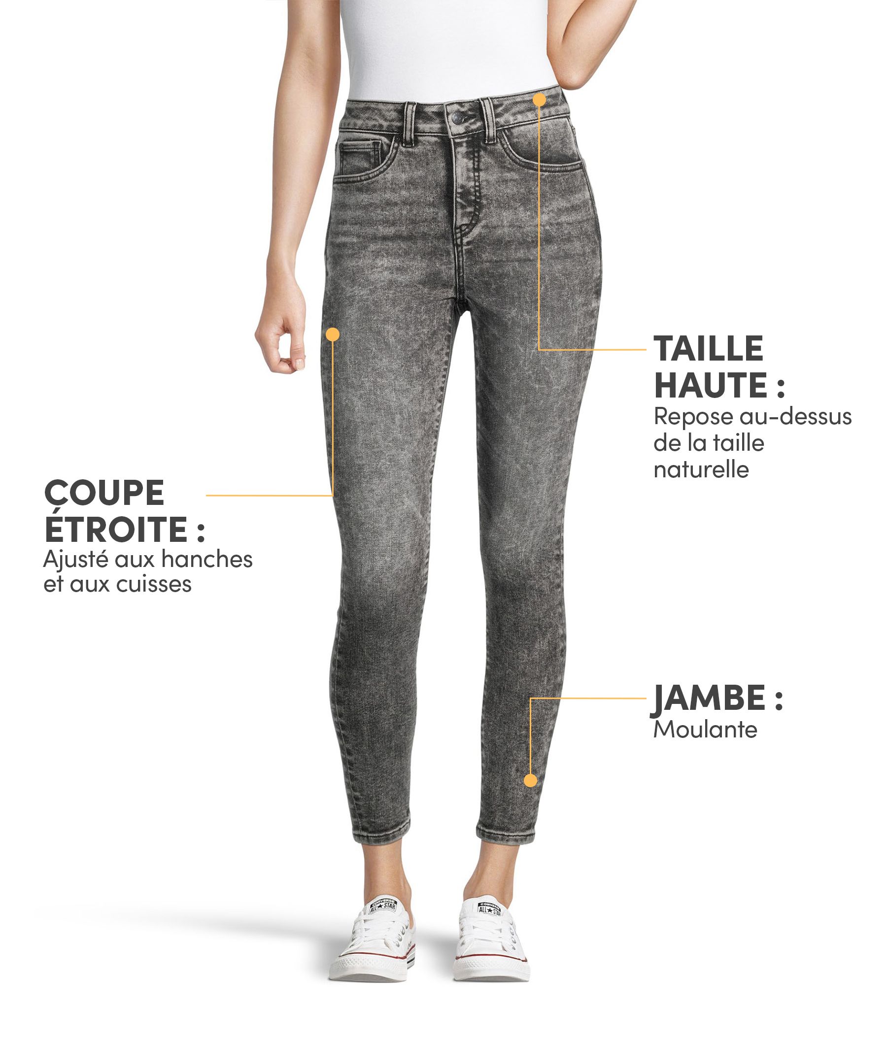 Jean moulant à taille haute pour femmes, Denver Hayes