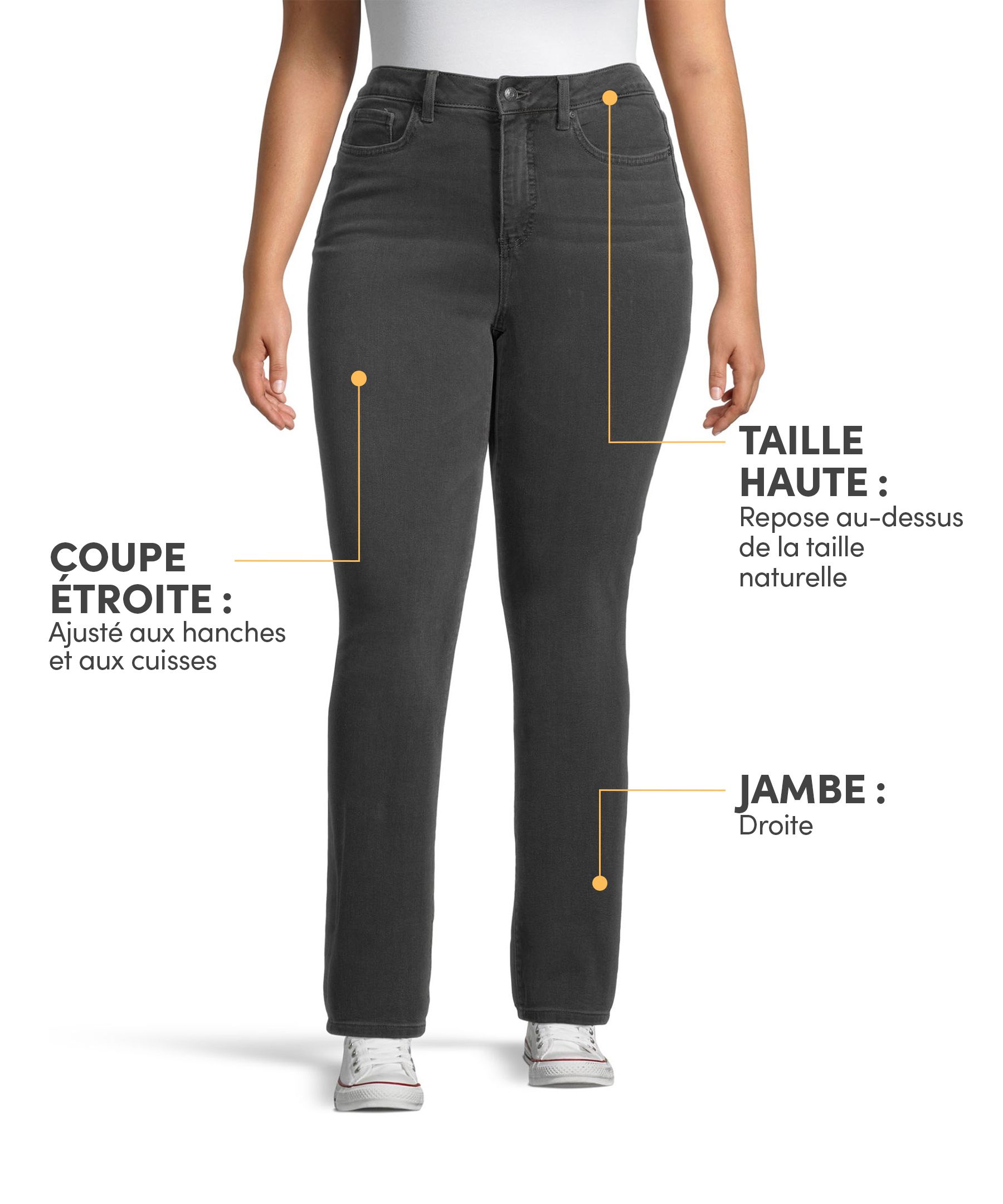 Jean à jambe droite et taille haute pour femmes, Denver Hayes