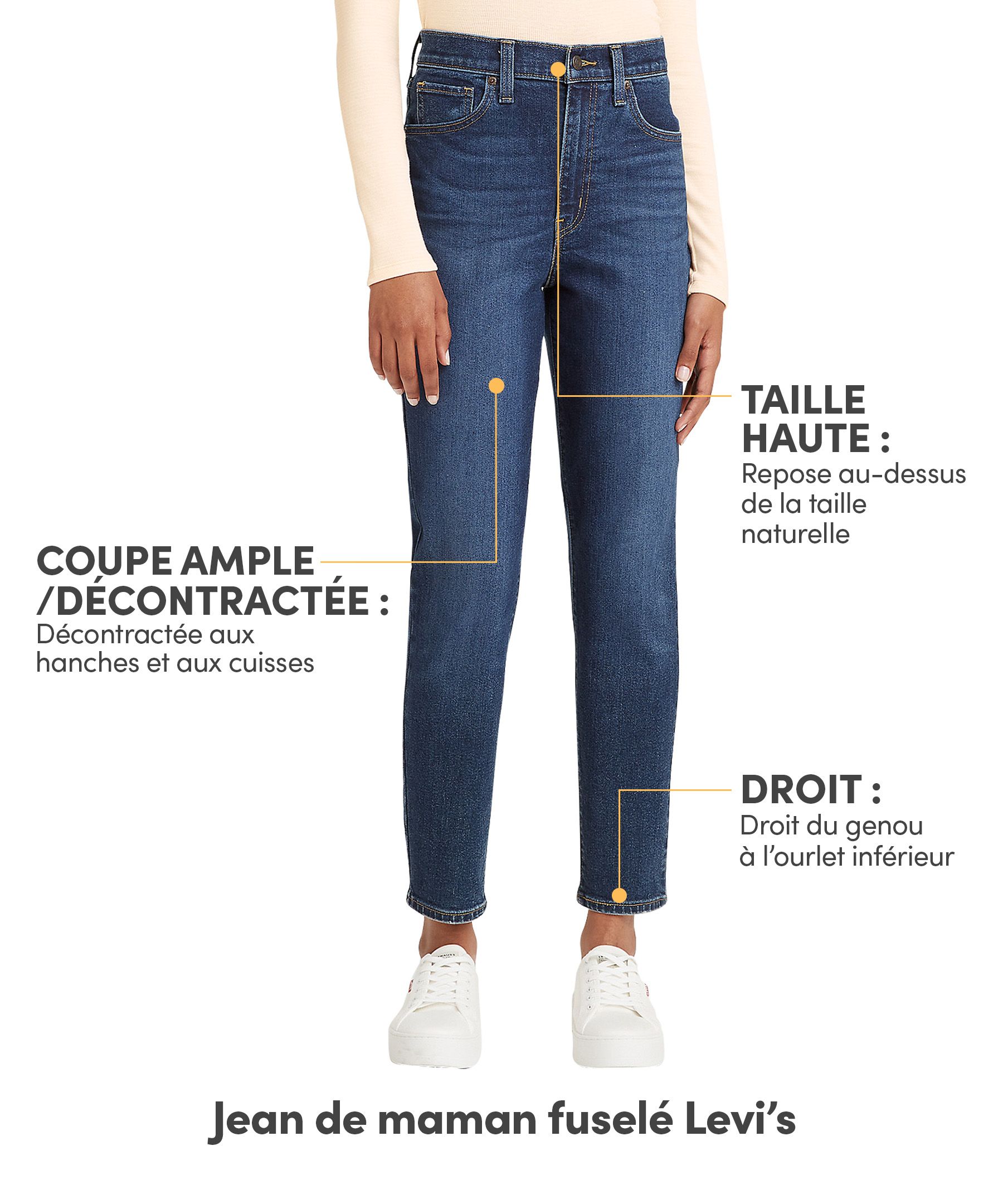 Jean de maman à taille haute et jambe fuselée pour femmes, Levi's