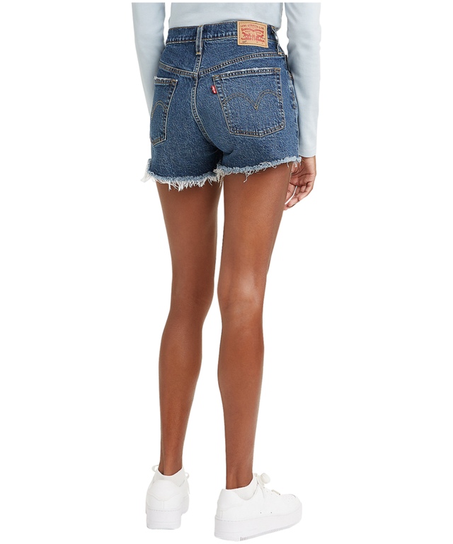 Levi's Women's 501 High Rise Jean Shorts Dark Indigo Marks