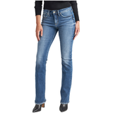 Silver Women's Suki Mid Rise Slim Bootcut Jeans Front_Three_Fourths_Angled_Left