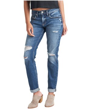 Silver Jean boyfriend coupe décontractée à taille mi-basse pour femmes
