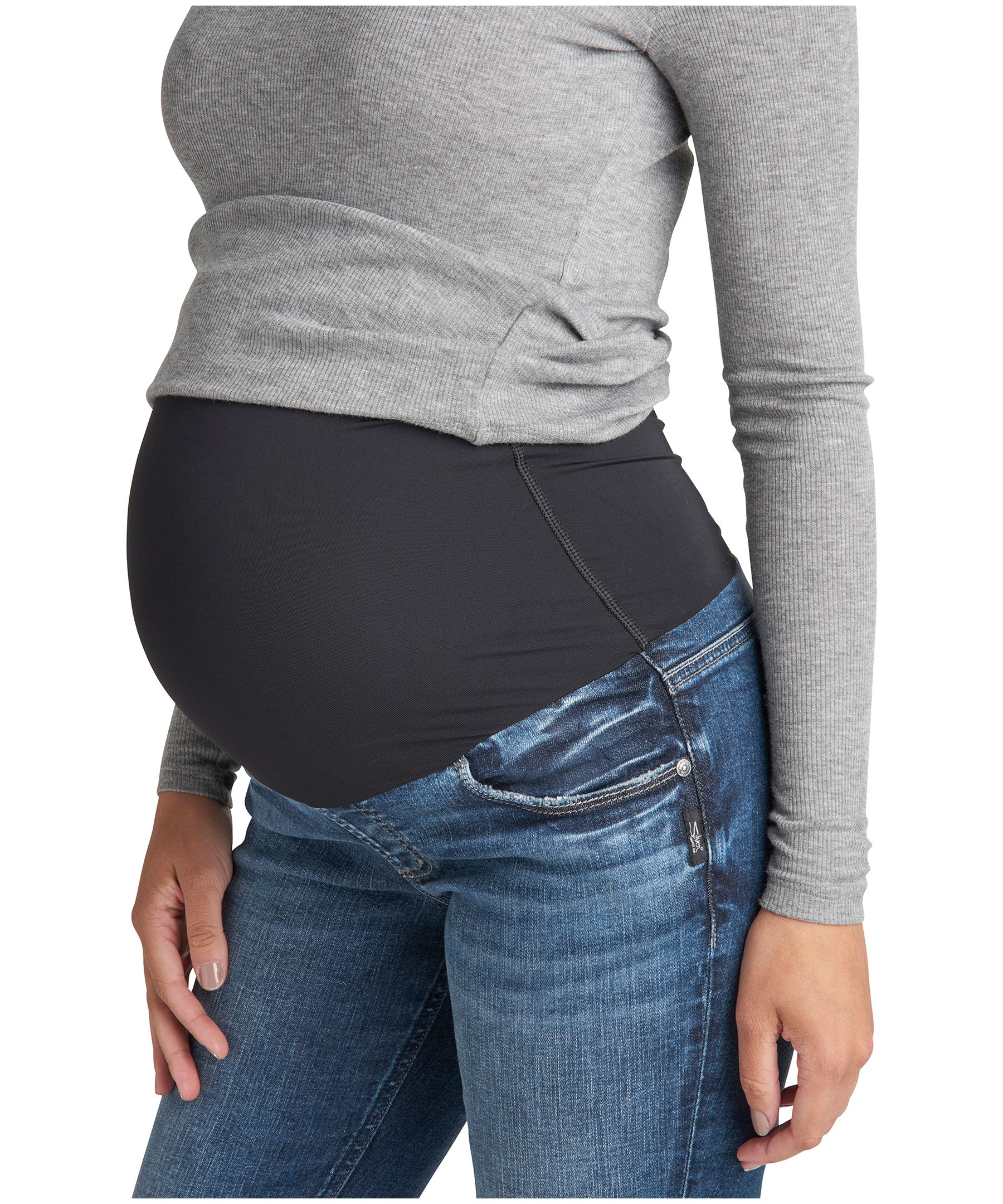 Jean de maternité moulant à taille mi-basse pour femmes, Elyse, Silver Jeans