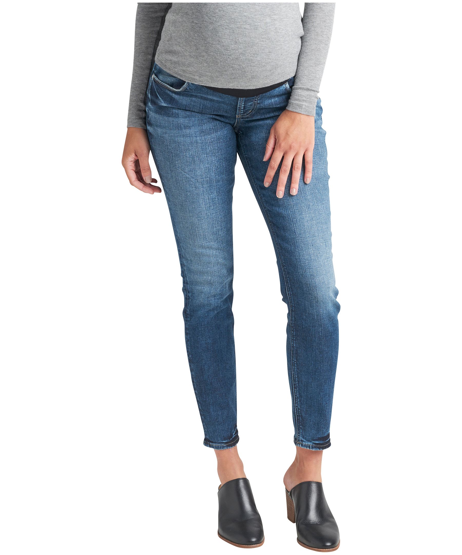 Jean de maternité moulant à taille mi-basse pour femmes, Elyse, Silver Jeans