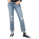 Jean Boyfriend à jambe étroite et taille mi-basse pour femmes, Silver Front_Flat