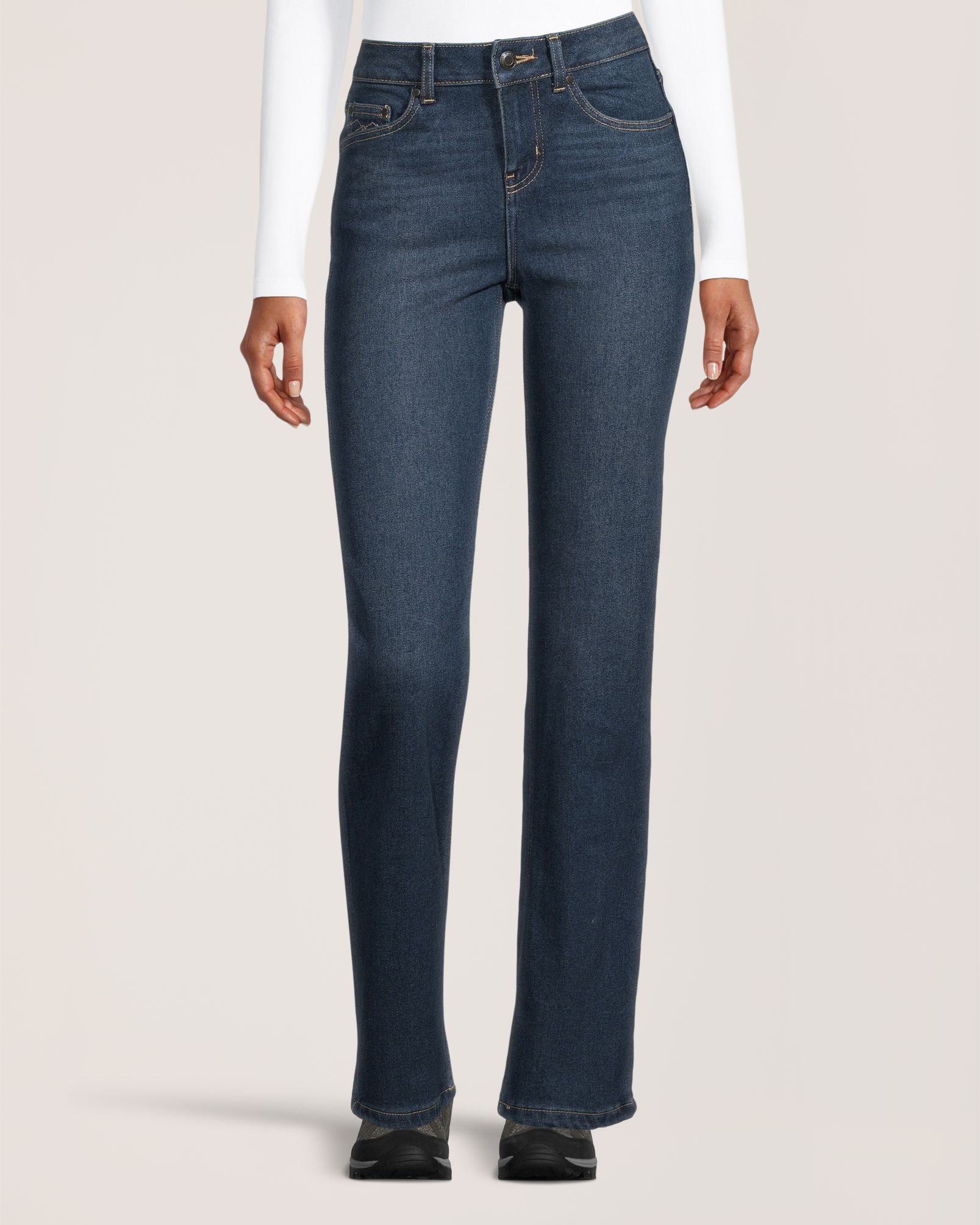 WindRiver Women's T-Max Lined High Rise Straight Leg Jeans - Dark Indigo