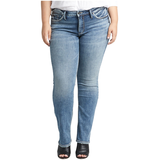 Jean à jambe droite et à taille mi-basse qui épouse les courbes pour femmes, Suki, Silver Front_Flat