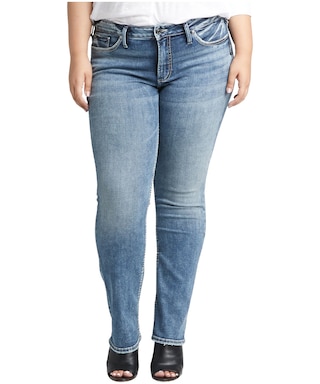 Silver Curvy Suki Jeans à jambes droites en pleine hausse - Plus Taille pour femme