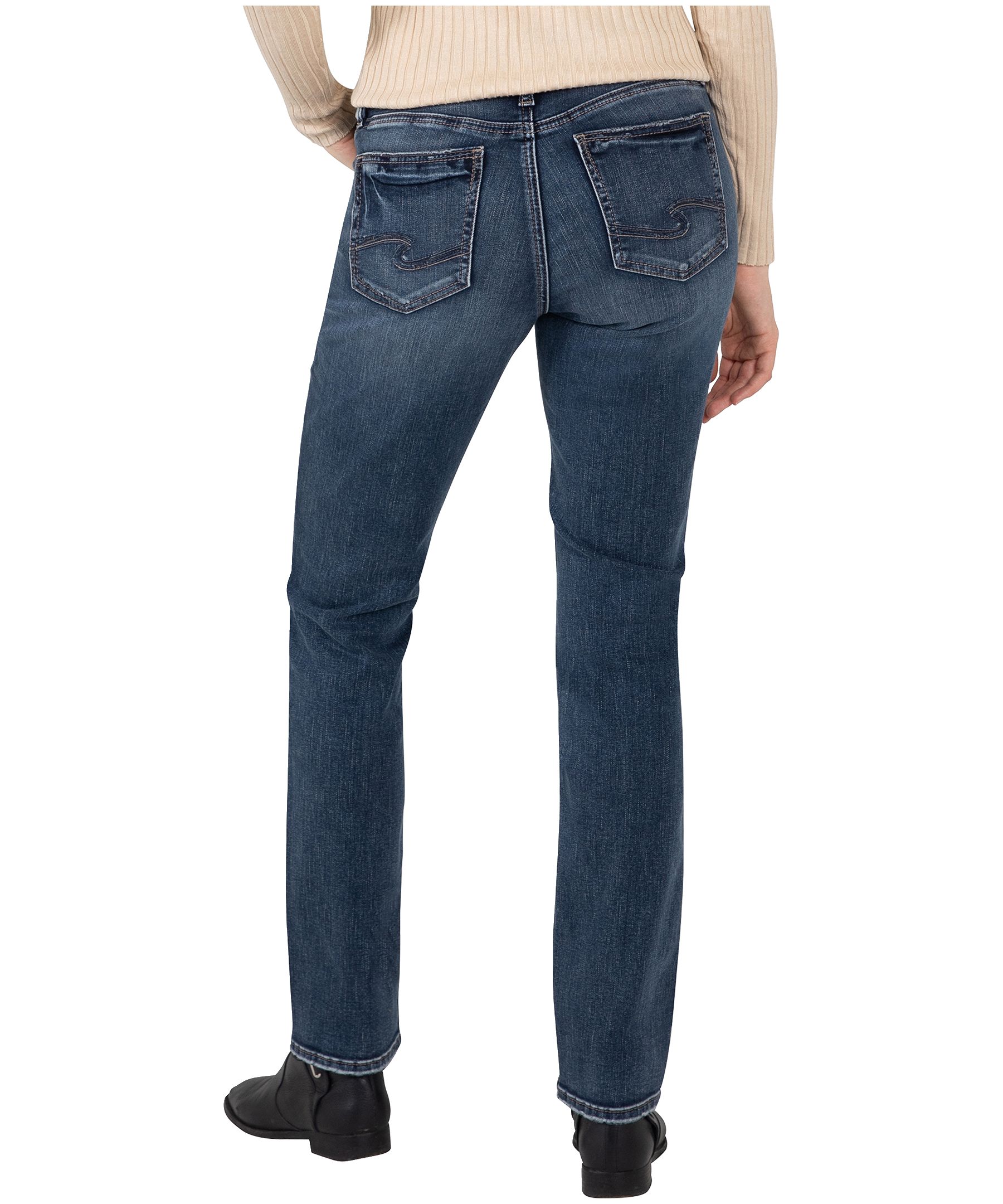 Jean à jambe droite et à taille mi-basse pour femmes, Elyse, Silver