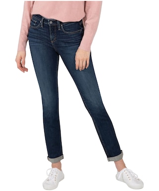 Silver Beau Jeans à jambes minces à mi-mouton pour femme