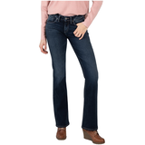 Jean à taille mi-basse et à coupe étroite semi-évasée pour femmes, Suki, Silver Front_Flat