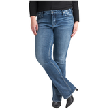 Jean étroit à taille mi-basse et à jambe semi-évasée pour femmes, Elyse, Silver Front_Three_Fourths_Angled_Left