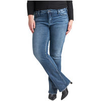 Jean étroit à taille mi-basse et à jambe semi-évasée pour femmes, Elyse, Silver Front_Three_Fourths_Angled_Left