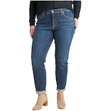 Jean étroit à taille mi-basse pour femmes, Beau, taille plus, Silver Front_Flat