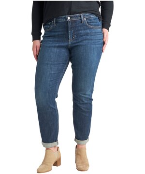 Jean étroit à taille mi-basse pour femmes, Beau, taille plus, Silver