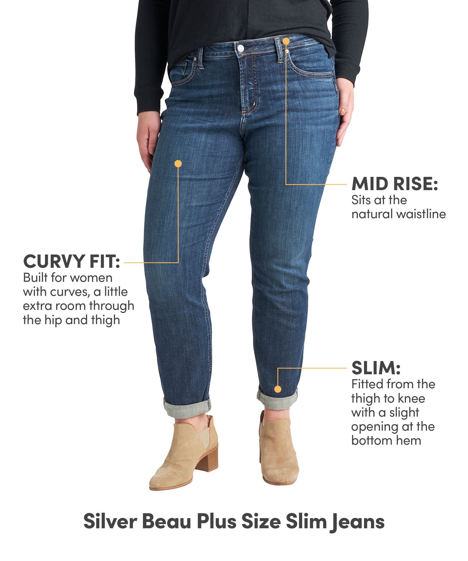 Silver Women's Beau Mid Rise Slim Leg Jeans - Plus Size