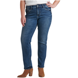 Silver Women's Suki Mid Rise Straight Leg Jeans Plus Size Front_Flat